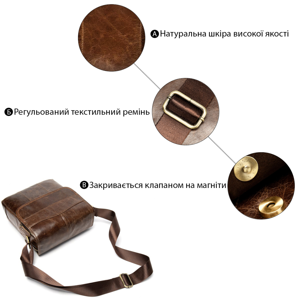 Сумка Vintage З натуральної гладкої шкіри Коричнева (14945) - зображення 4