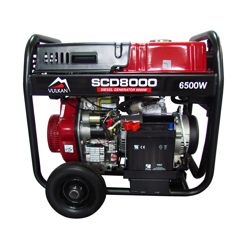 Генератор Vulkan SCD8000 дизель 1ф 6,5kW ел.старт, 18л, колеса (SCD8000) - зображення 1