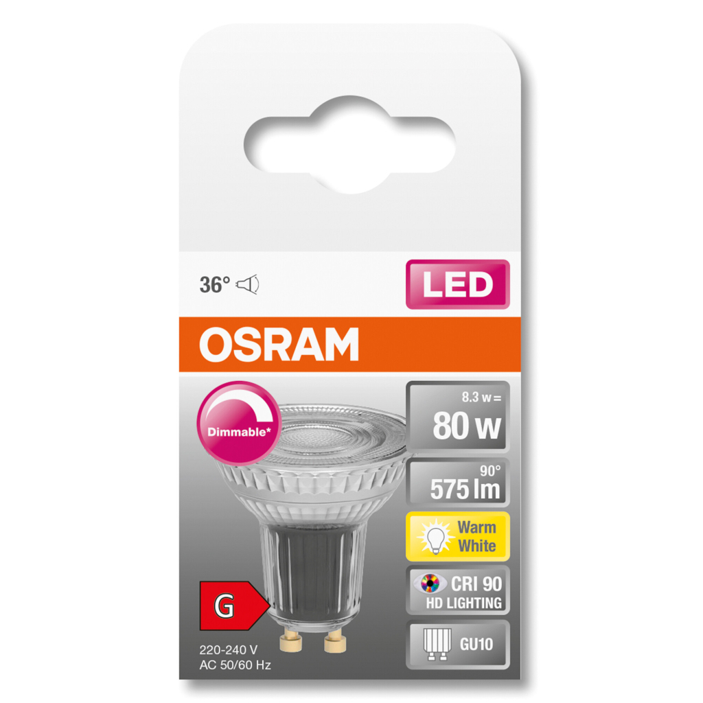 Лампочка Osram LED PAR16 DIM 80 36 8,3W/927 230V GU10 (4058075433663) - picture 5