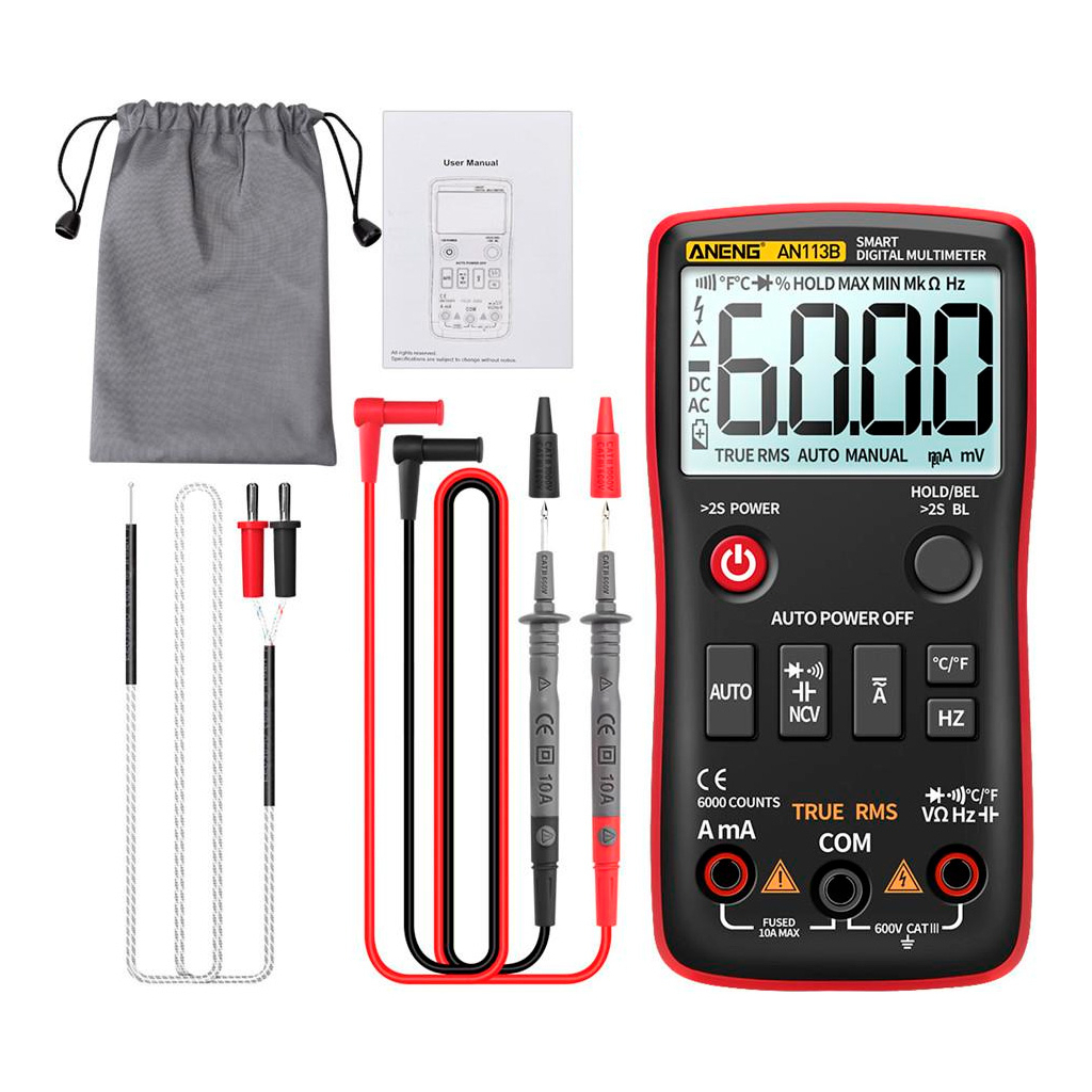Цифровий мультиметр ANENG AN113B, V, A, R, C, T, F (AN113B) - зображення 3