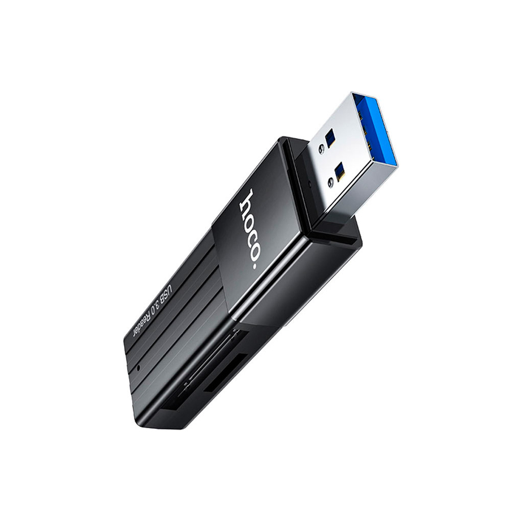 Зчитувач флеш-карт HOCO USB3.0 to microSD, microSDHC, microSDXC, SD, SDHC, SDXC, HB20 Black (6931474735218) - изображение 1