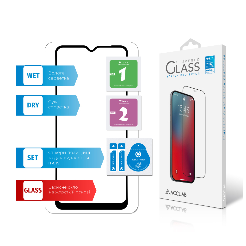Скло захисне ACCLAB Full Glue Oppo A38 4G Black (1283126588570) - зображення 7