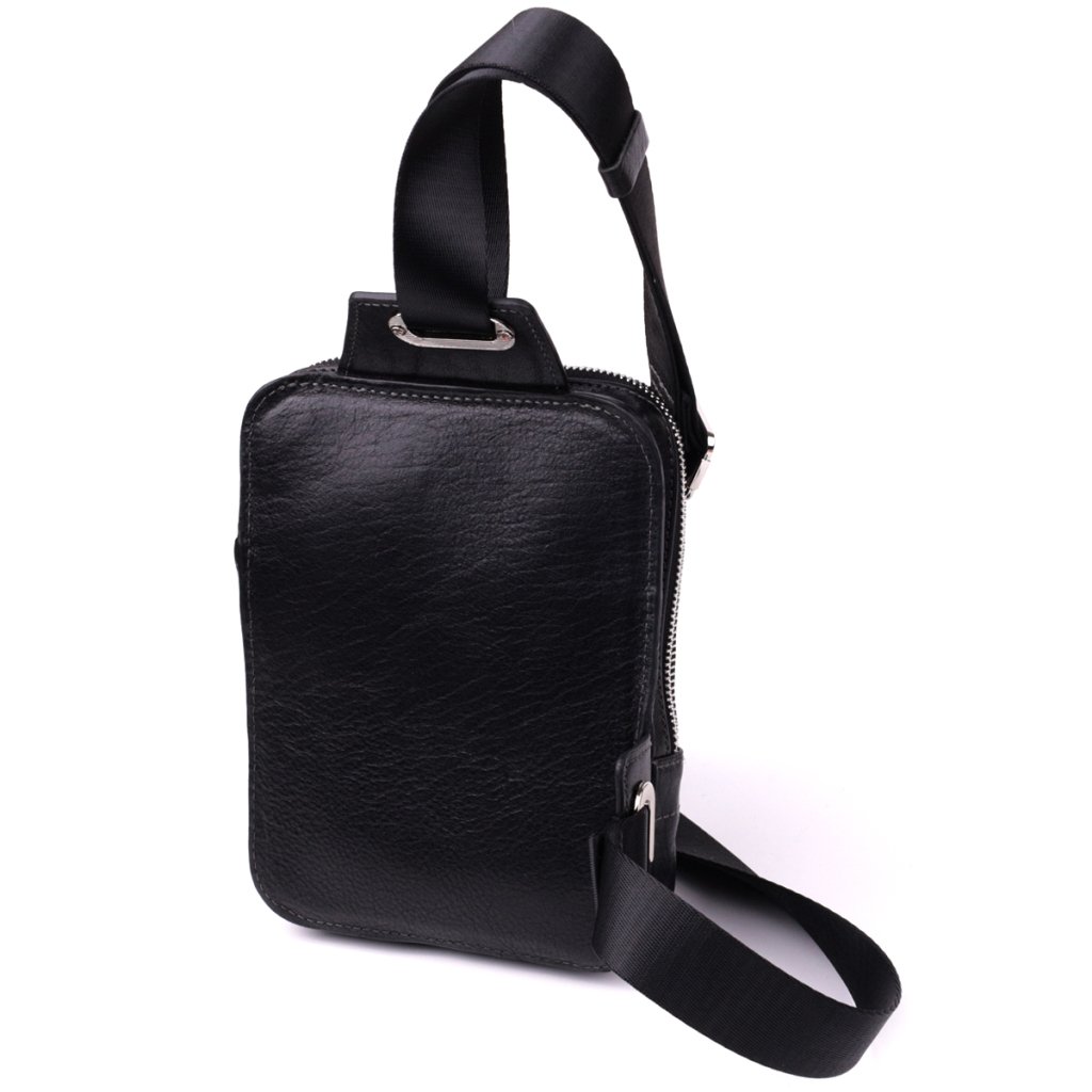 Сумка Grande Pelle Бананка з зернистої натуральної шкіри Чорна (22879) - зображення 2