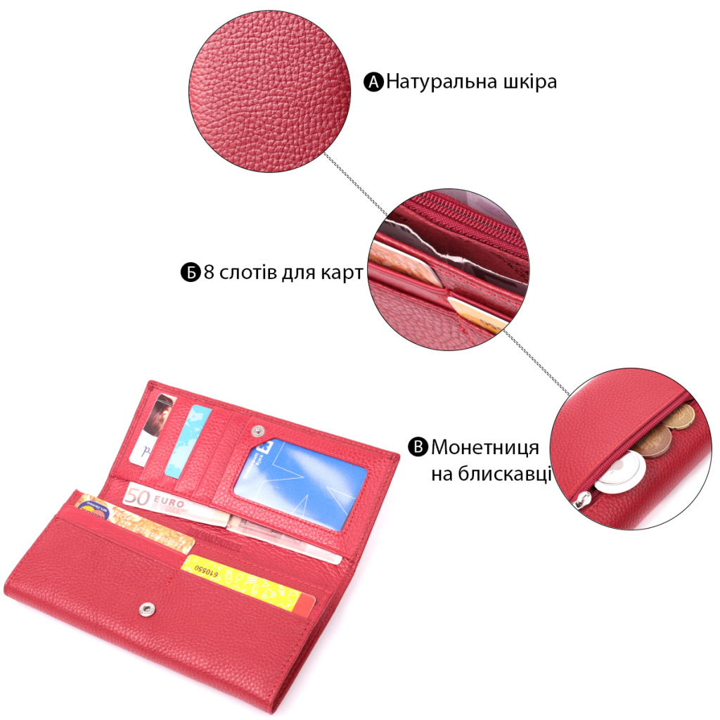 Гаманець ST Leather З натуральної шкіри Червоний (22514) - зображення 4