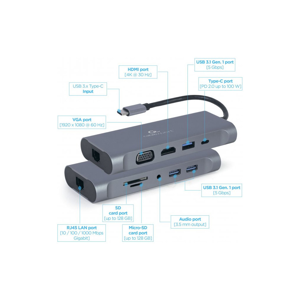 Концентратор Cablexpert USB-C 7-in-1 (A-CM-COMBO7-01) - зображення 3
