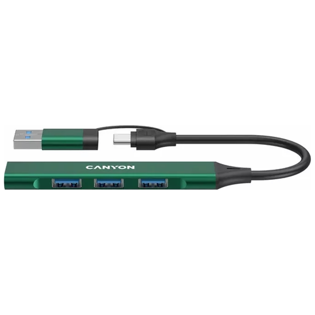 Концентратор Canyon hub DS-02 4in1 USB-A/C Green (CNS-TDS02GR) - зображення 1