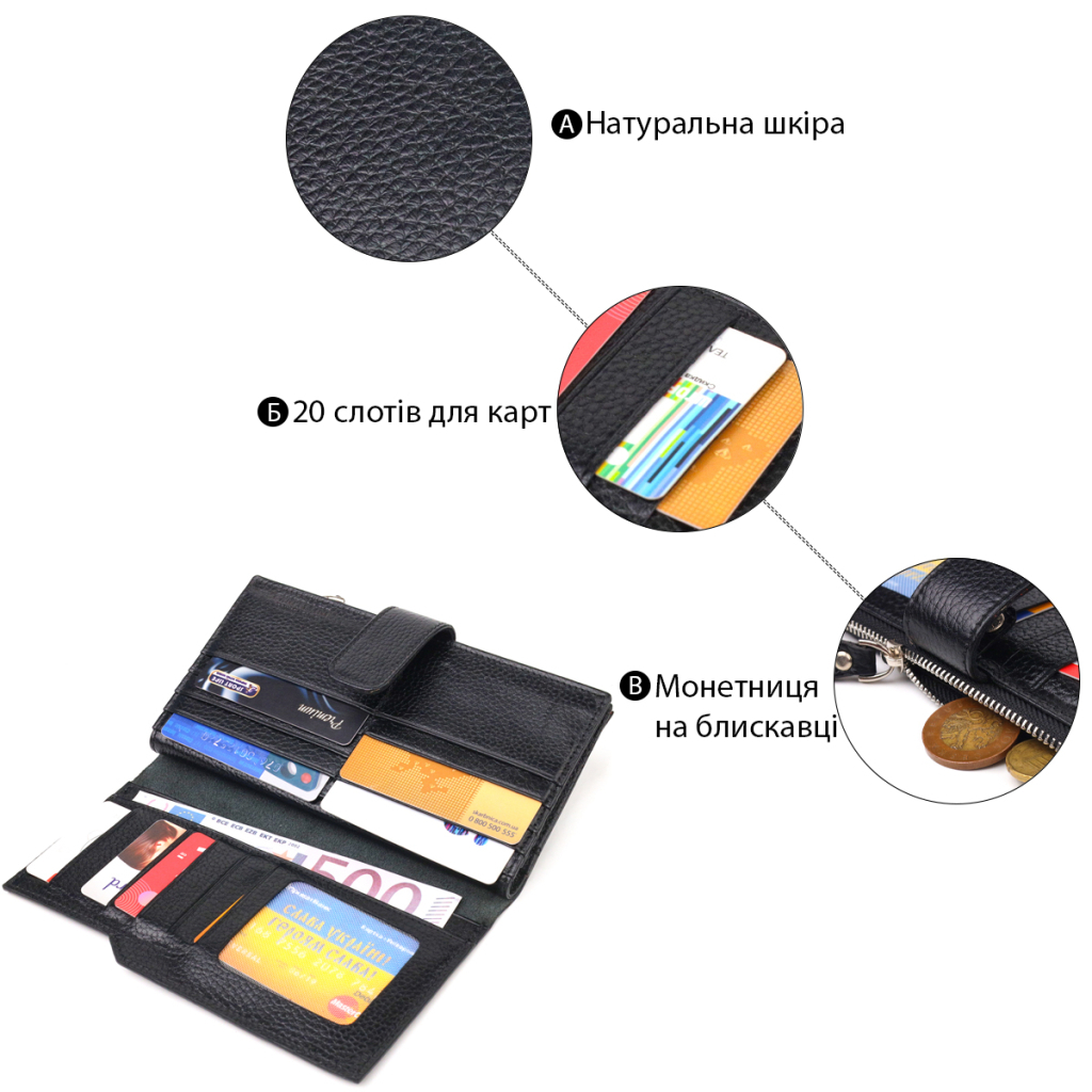 Гаманець Canpellini З натуральної шкіри Чорний (21641) - зображення 4