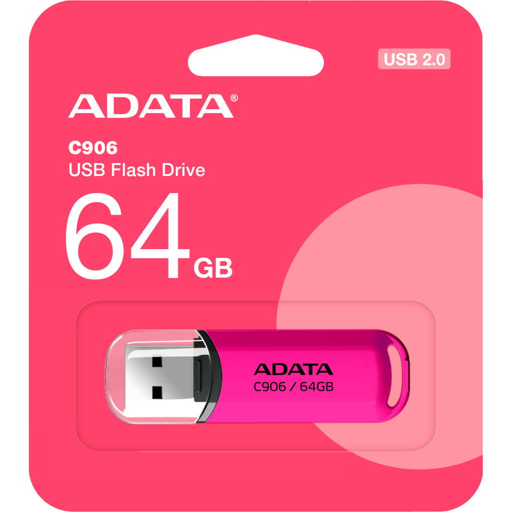 USB флеш накопичувач ADATA 64GB C906 Pink USB 2.0 (AC906-64G-RPP) - зображення 3