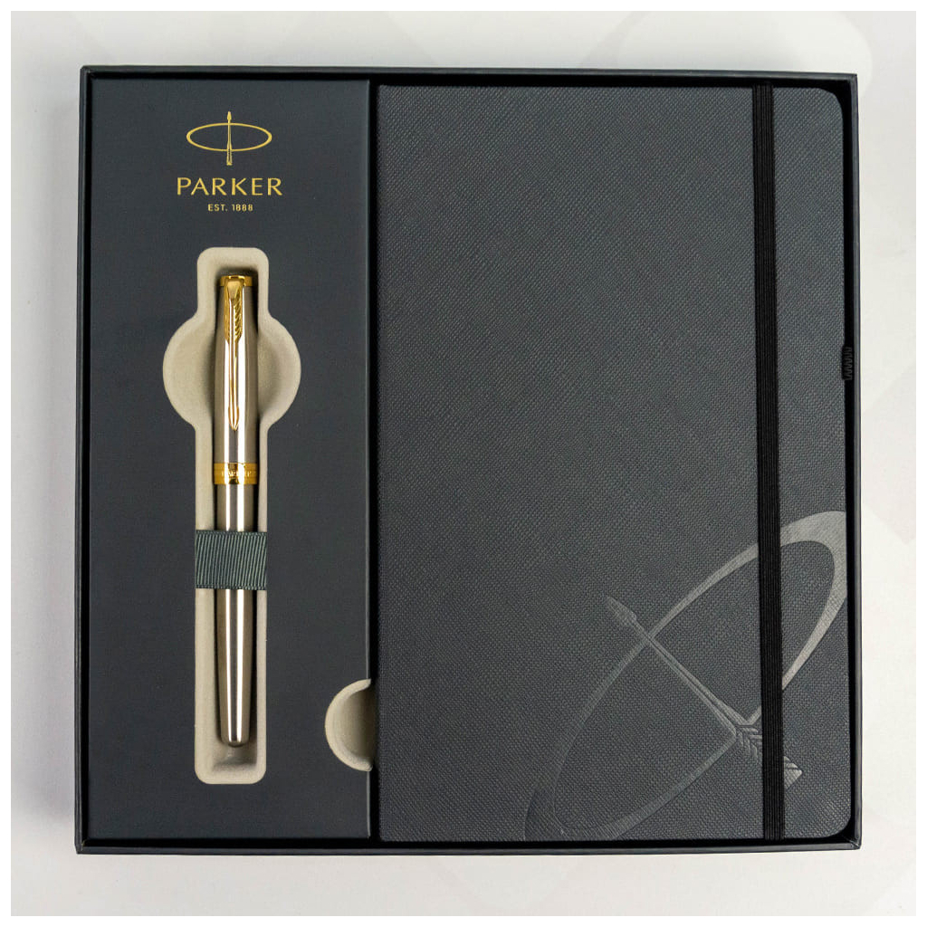 Ручка пір'яна Parker SONNET 17 Stainless Steel GT FP F + блокнот Parker + подар.упаковка GIFT24 (84 111b24) - зображення 4