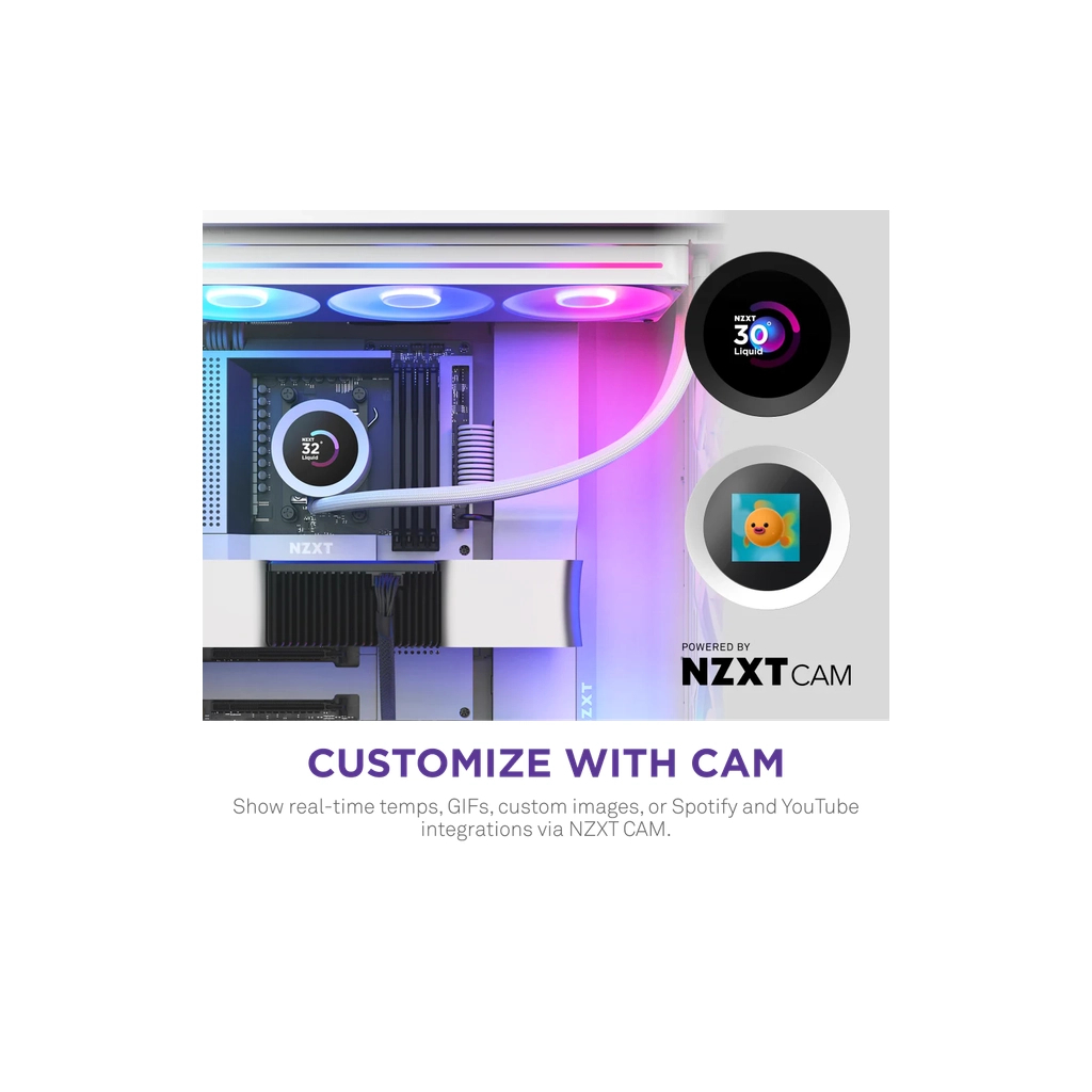 Система рідинного охолодження NZXT Kraken Plus RGB V2-360 mm AIO liquid cooler Wh (RL-KR360-W2) - зображення 7
