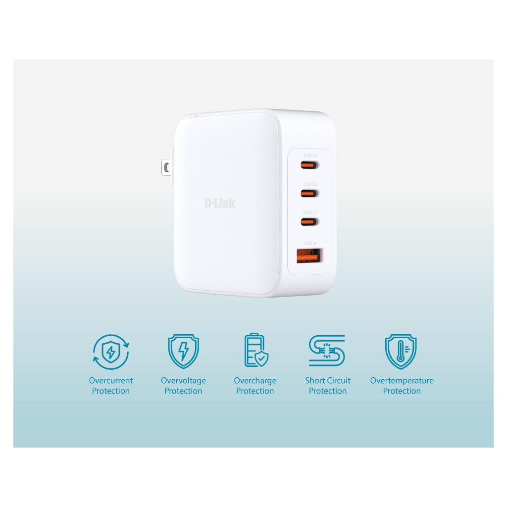 Зарядний пристрій D-Link 3xUSB-C + 1xUSB PD140W GaN white (DCF-141) - зображення 7