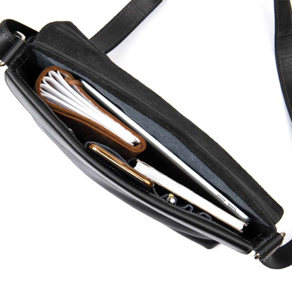 Сумка Grande Pelle Шкіряна чоловіча Чорна (11429) - изображение 6