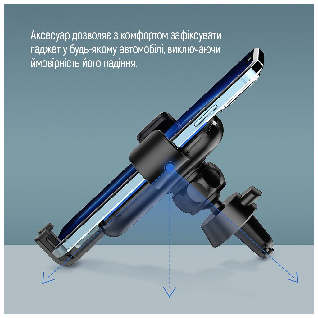 Універсальний автотримач ColorWay Metallic Gravity Holder 3 Black (CW-CHG14-BK) - изображение 8
