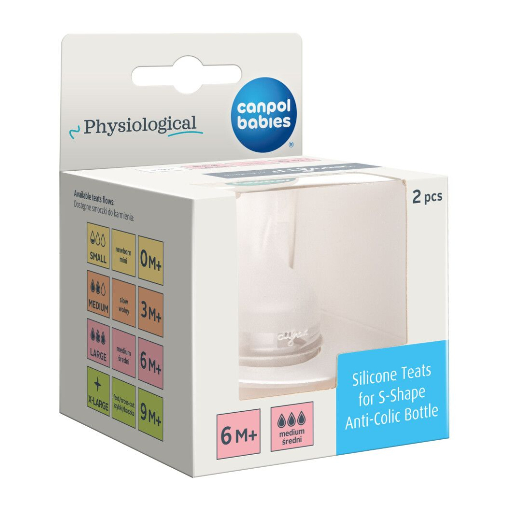 Соска Canpol babies силіконова до пляшечки S-Shape L (середня) 2 шт (59/893) - изображение 3