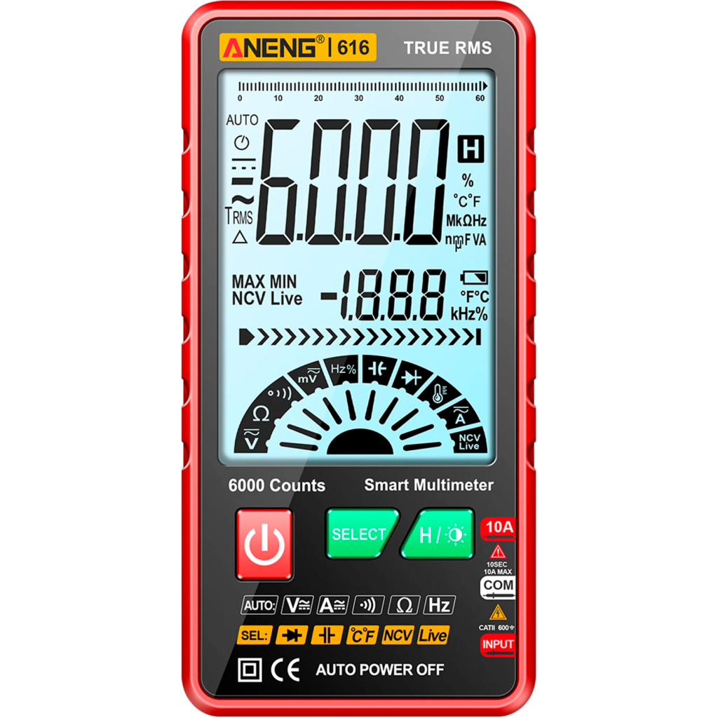Цифровий мультиметр ANENG AN-616, V, A, R, C, T, F, функция hFE (AN-616) - зображення 1