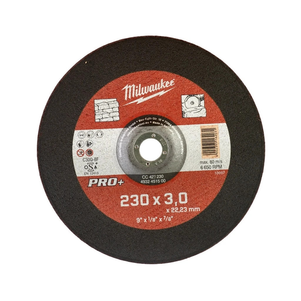 Круг відрізний Milwaukee по каменю CC 42/230х3 PRO (4932451500) - зображення 1