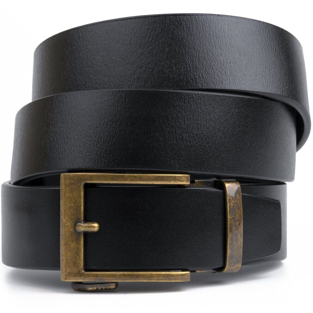 Ремінь Vintage З натуральної шкіри з ретро латунною пряжкою Чорний (20215) - зображення 1