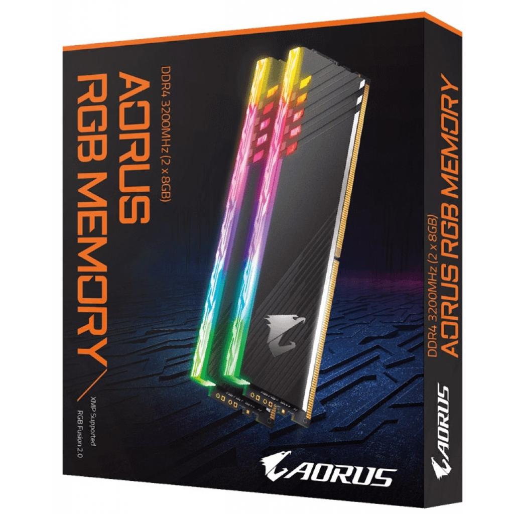 Модуль пам'яті для комп'ютера DDR4 16GB (2x8GB) 3200 MHz RGB Fusion 2.0 AORUS GIGABYTE (GP-ARS16G32) - зображення 4