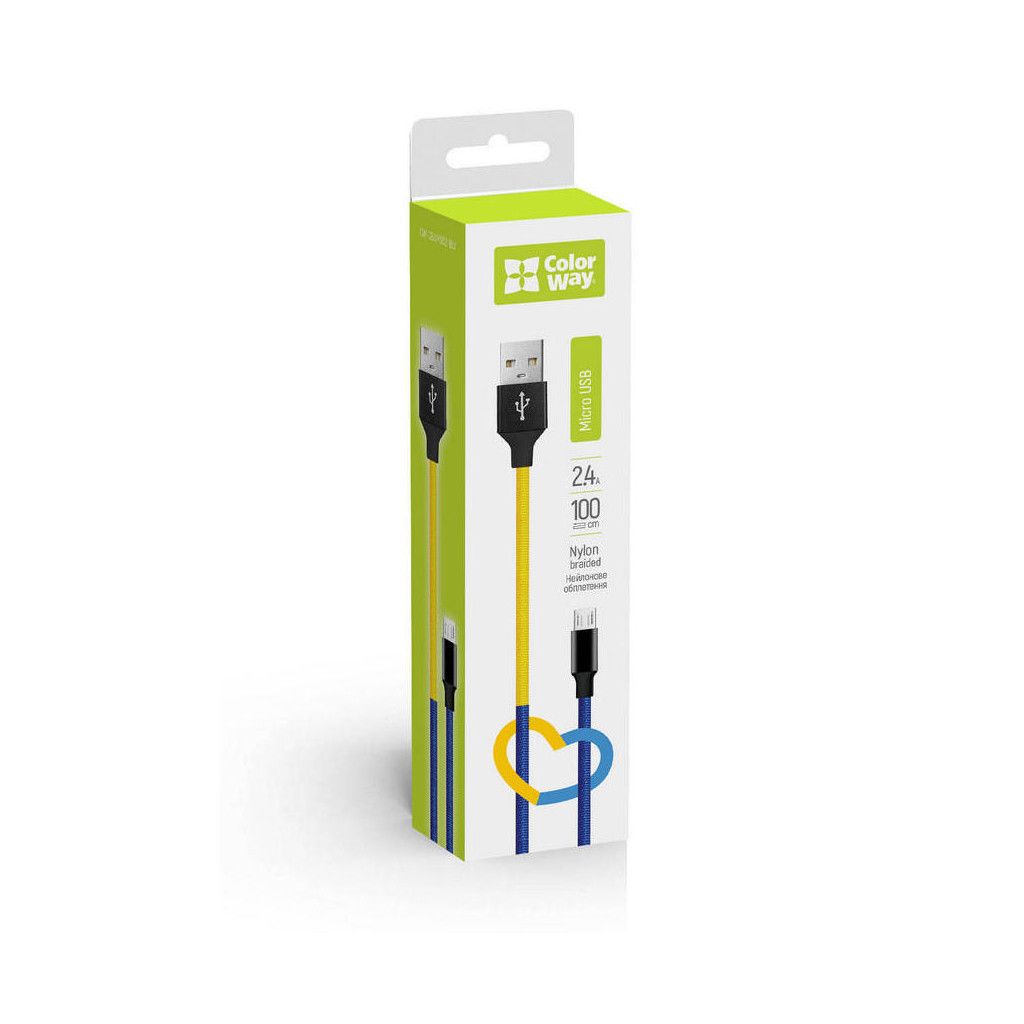 Дата кабель USB 2.0 AM to Micro 5P 1.0m National ColorWay (CW-CBUM052-BLY) - зображення 6