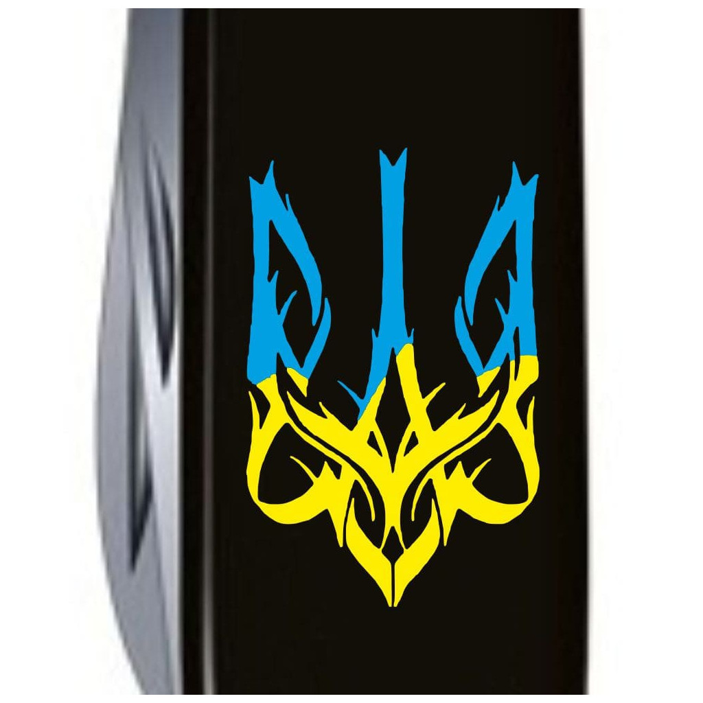 Ніж Victorinox Huntsman Ukraine 91 мм Чорний Тризуб готичний синьо-жовтий (1.3713.3_T0636u) - зображення 3