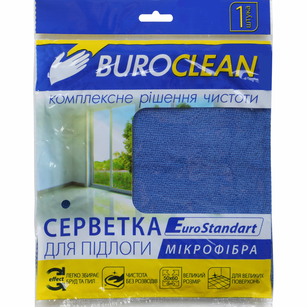 Ганчірка для підлоги Buroclean EuroStandart мікрофібра 50х60 см 1 шт. (4823078961037) - зображення 1