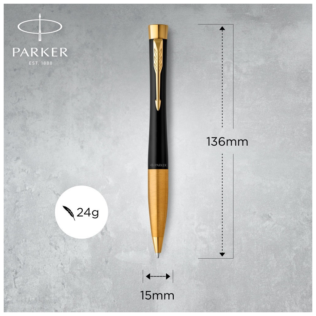 Ручка кулькова Parker URBAN 17 UKRAINE Muted Black GT BP Тризуб на торці (30035_TR) - зображення 5