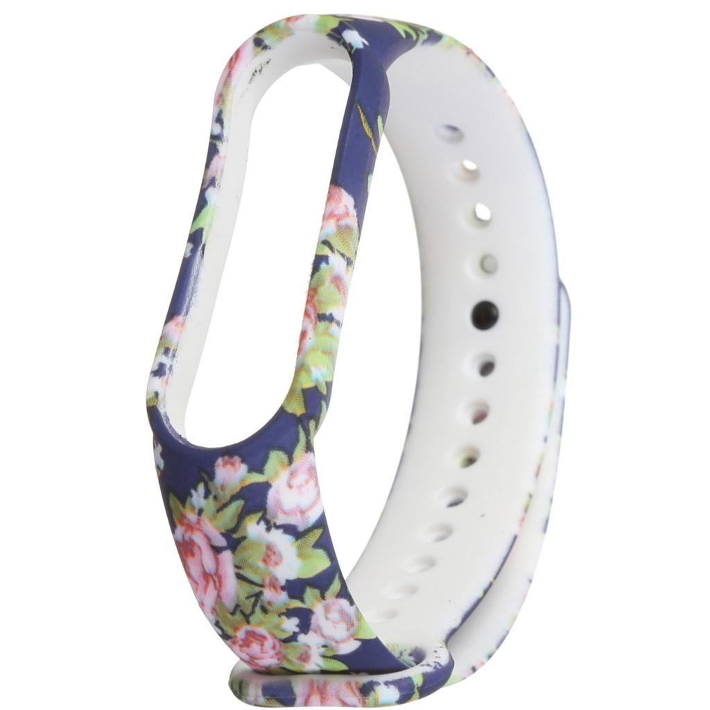 Ремінець до фітнес браслета Armorstandart для Xiaomi Mi Band 5 Blue With Flowers (ARM57015) - зображення 1