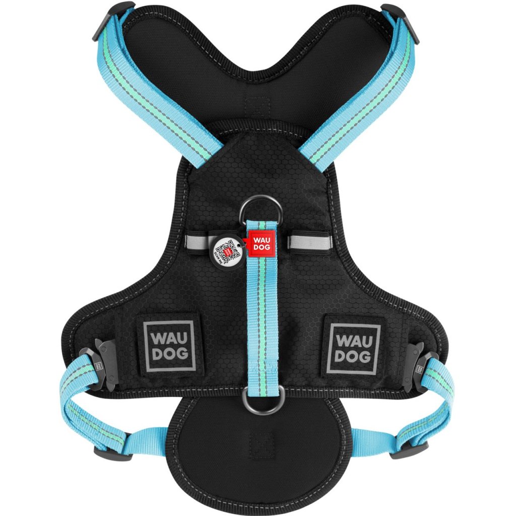 Шлея для собак WAUDOG Nylon безпечна з QR паспортом XL блакитна (52512) - зображення 2