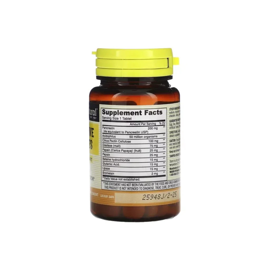 Пробіотики Mason Natural Травні ферменти, Digestive Enzymes, 90 таблеток (MAV-11869) - зображення 2