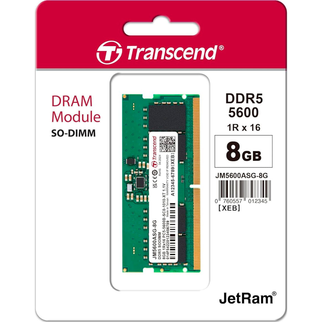 Модуль пам'яті для ноутбука SoDIMM DDR5 8GB 5600 MHz Transcend (JM5600ASG-8G) - зображення 2