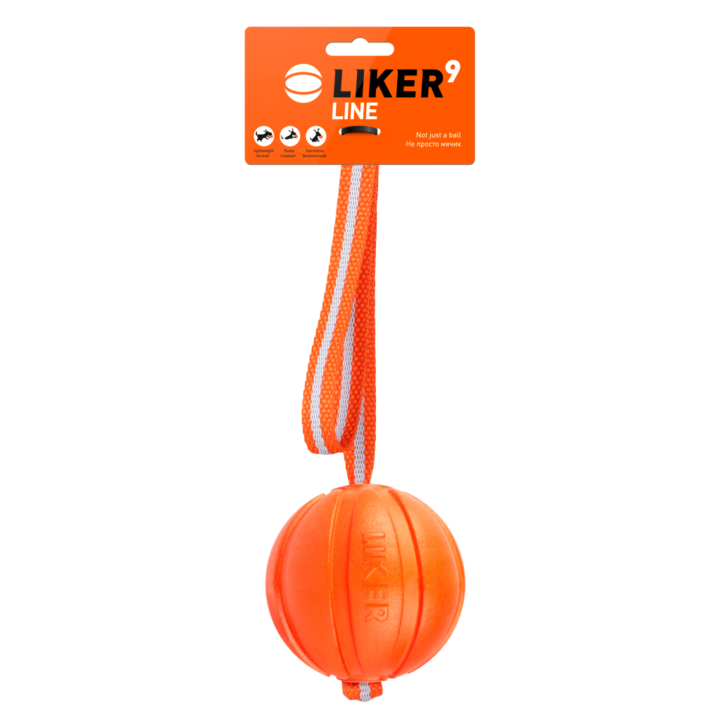 Іграшка для собак Liker Line М'ячик зі стрічкою 9 см (6288) - зображення 1