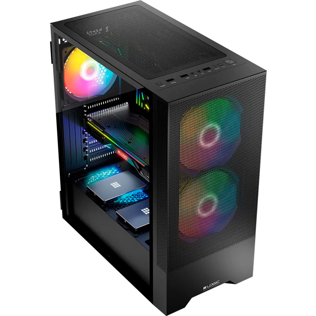 Корпус Logic concept ARYA MESH+GLASS ARGB fans 2x140mm+1x120mm BLACK (AT-ARYA-10-000000-0002) - зображення 4