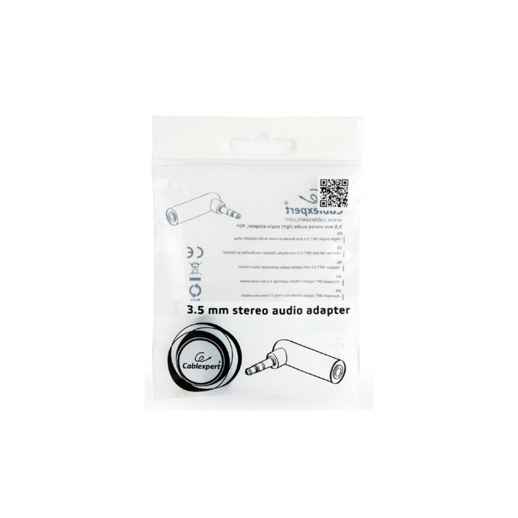 Перехідник 3.5мм M / F 3.5 мм угловой Cablexpert (A-3.5M-3.5FL) - зображення 3