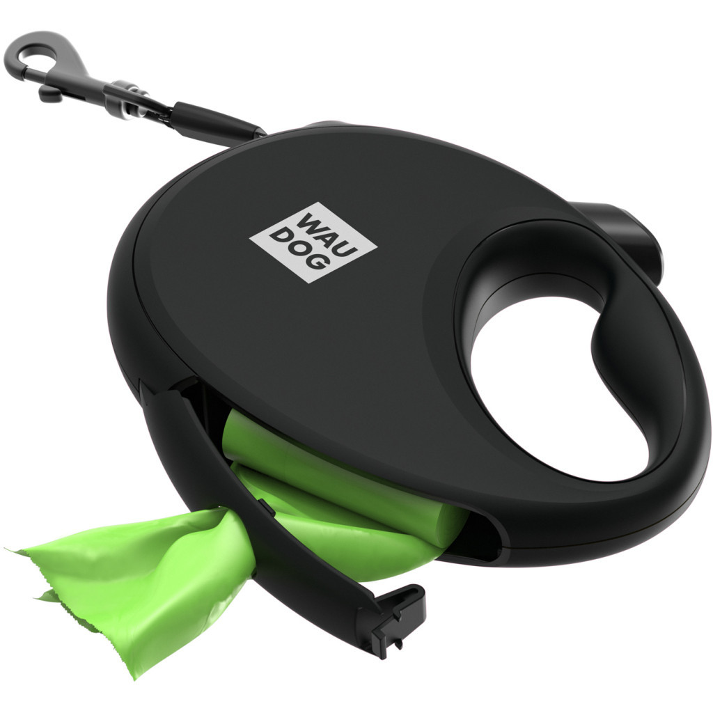 Повідець для собак WAUDOG R-leash з контейнером для пакетів L до 40 кг 5 м чорний (26291) - зображення 4