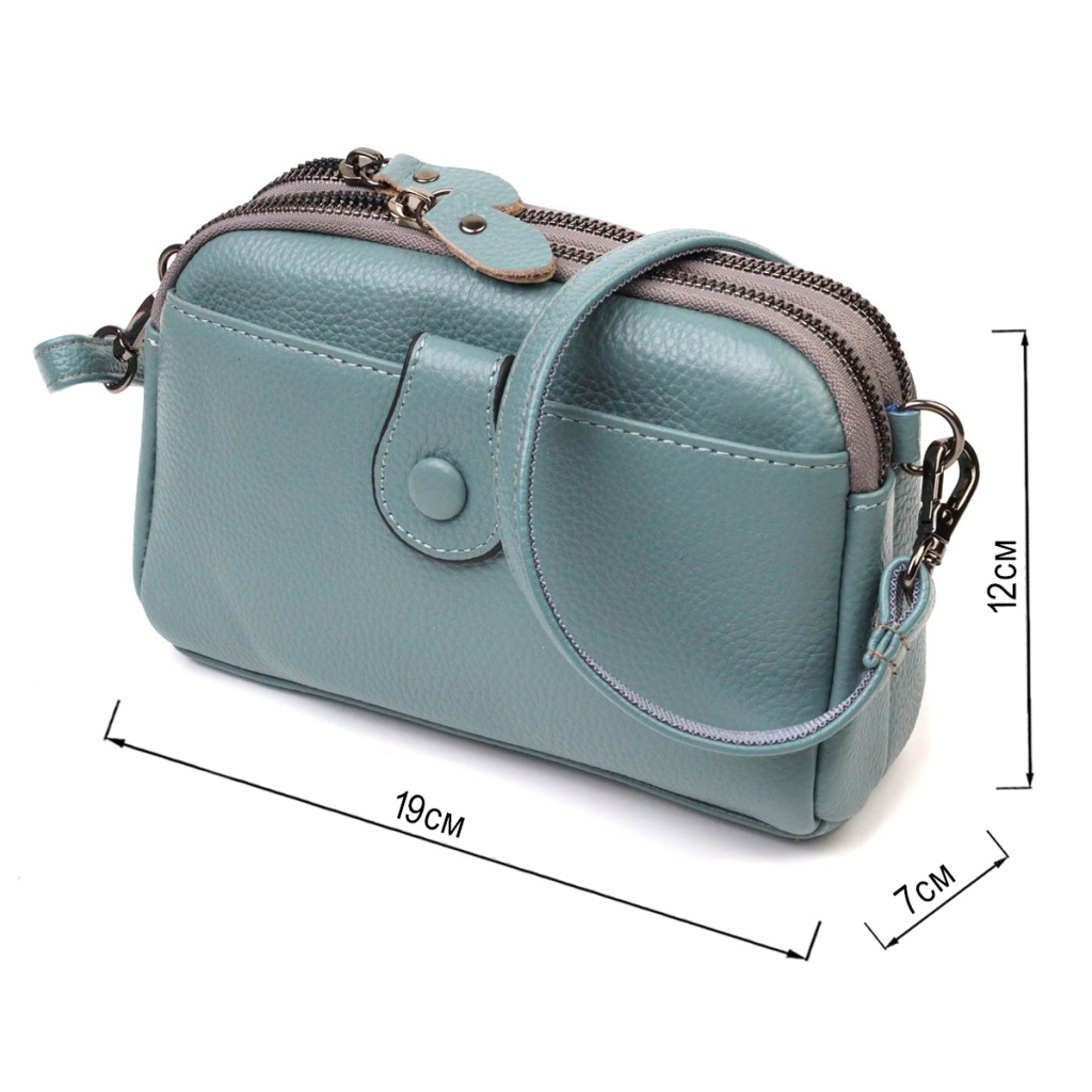 Сумка Vintage З натуральної шкіри Сіро-блакитна (22087) - зображення 3