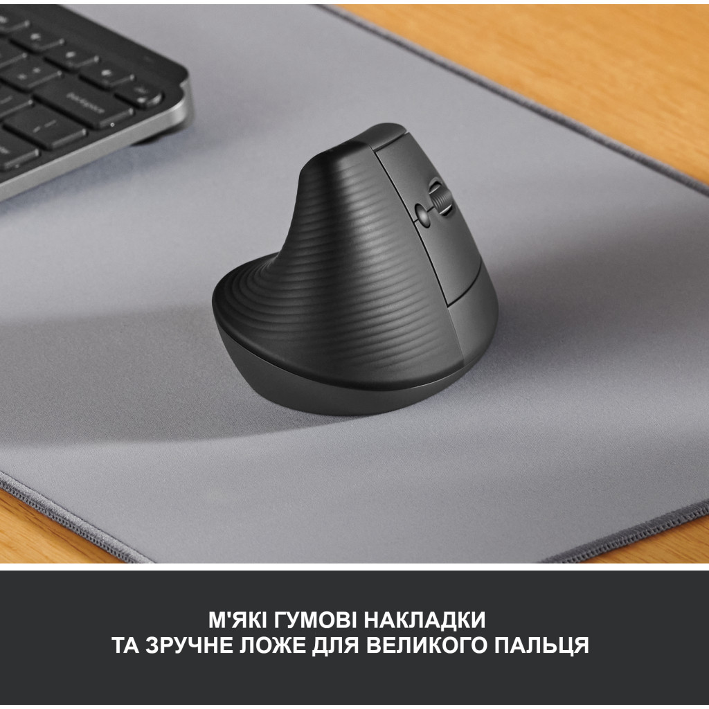Мишка Logitech Lift Vertical Ergonomic Wireless/Bluetooth Graphite (910-006473) - зображення 2