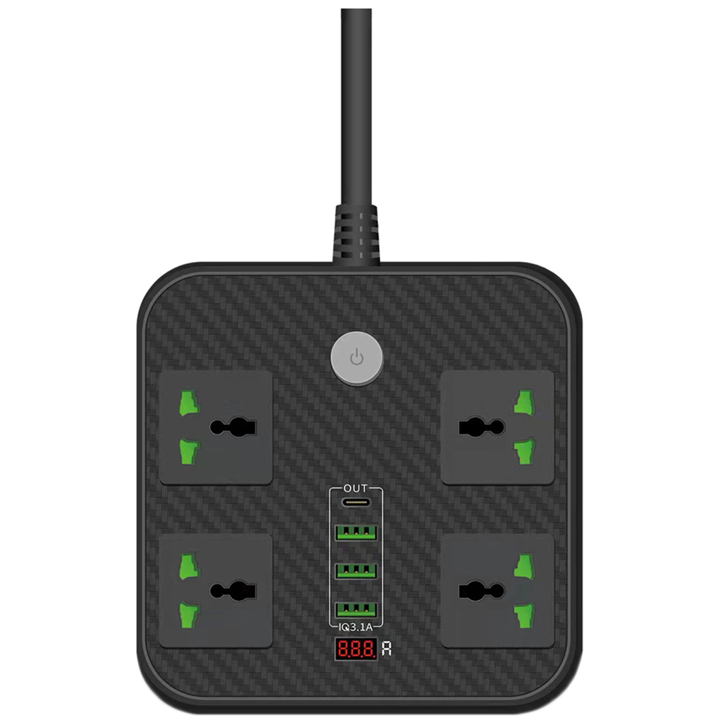 Мережевий фільтр живлення Voltronic TВ-Т90, 4роз, 3*USB Black (ТВ-Т90-Black) - зображення 1