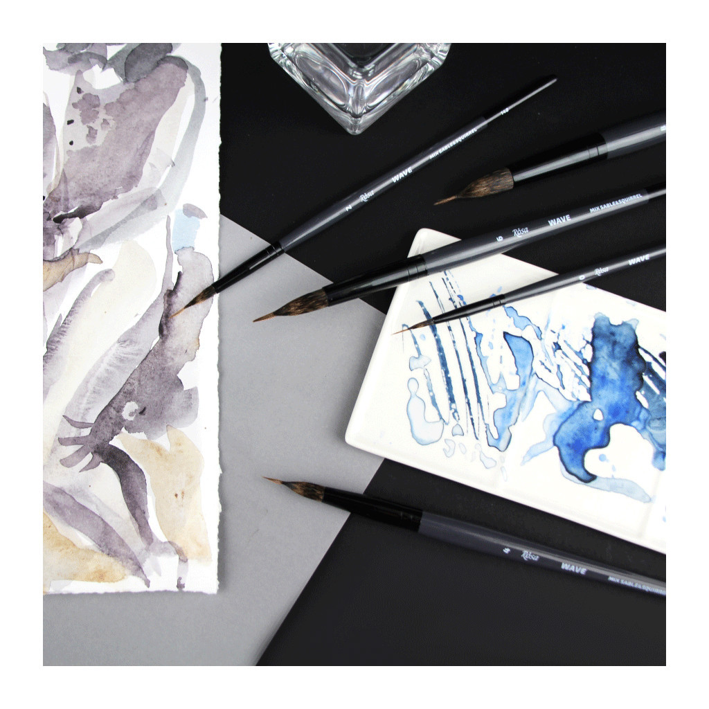 Пензлик для малювання Rosa Мікс білка/соболь круглий, лайнер, WAVE 148, № 0 (4823098516859) - зображення 4