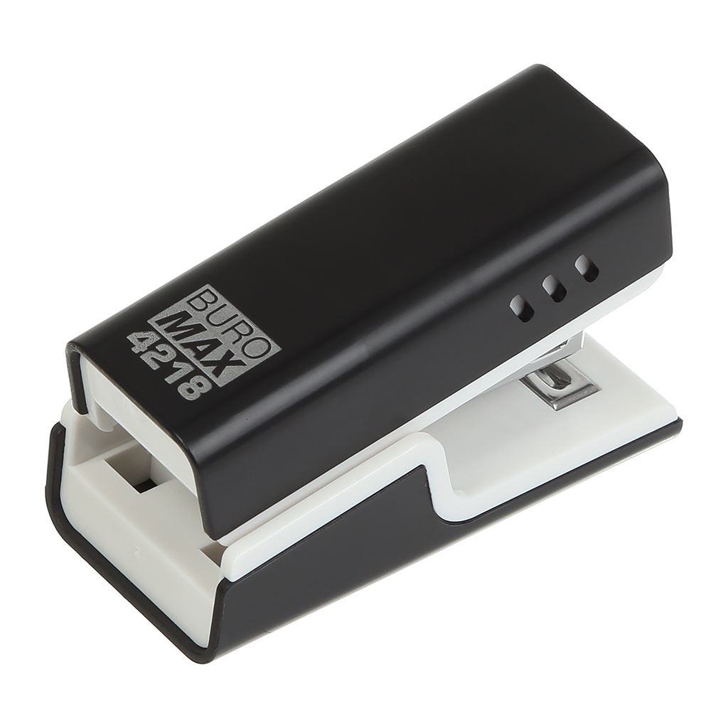 Степлер Buromax пластиковий МІНІ, 20 аркушів, (скоби №24; 26), 67,4 х 32,2 х 43,1 мм, чорний (BM.4218-01) - зображення 1