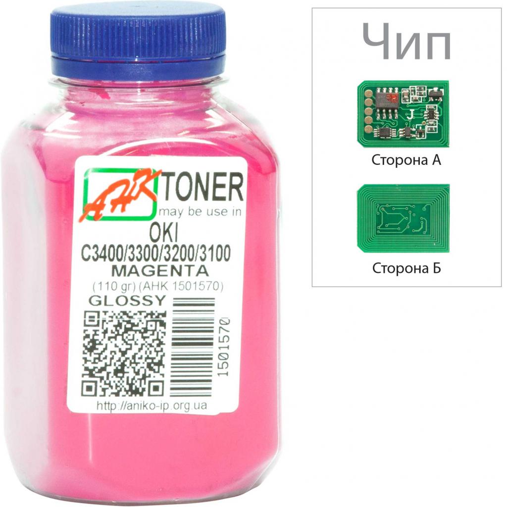 Тонер AHK OKI C3400/3300, 110г Magenta + chip (1502691) - зображення 1