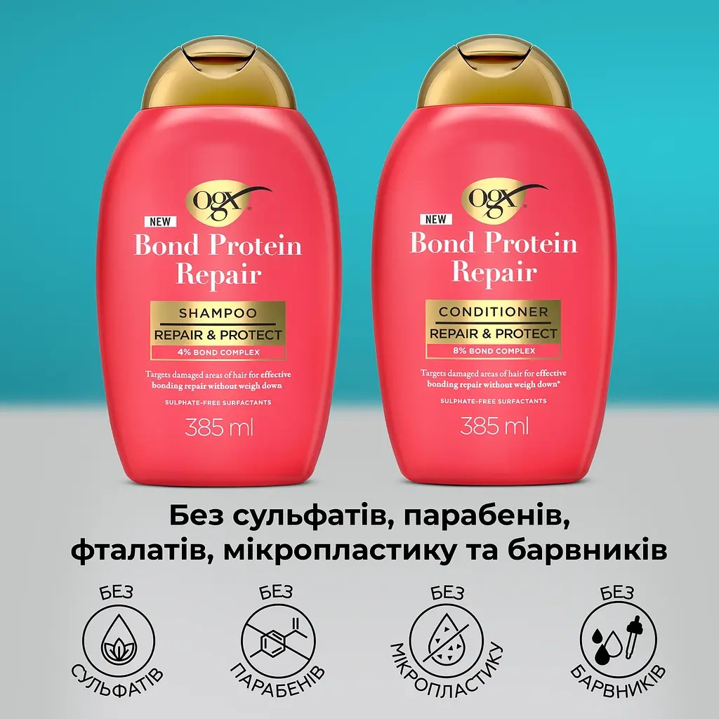 Шампунь OGX Bond Protein Repair Відновлювальний з протеїнами 385 мл (3574661818450) - изображение 8