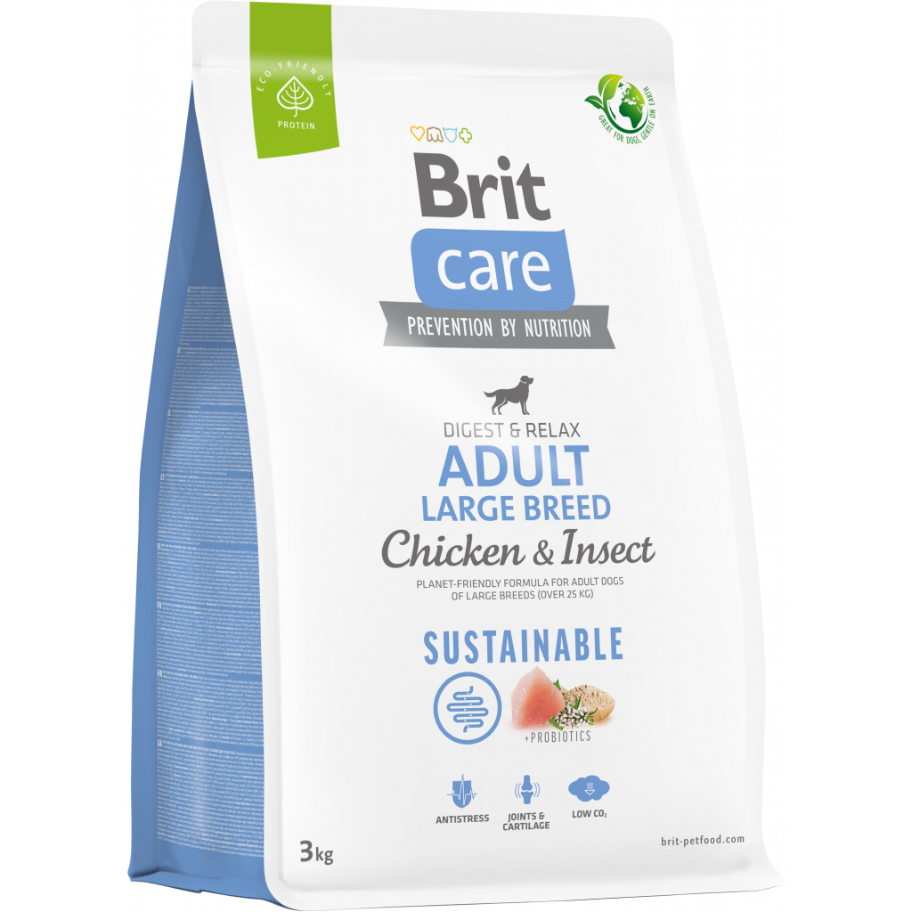 Сухий корм для собак Brit Care Dog Sustainable Adult Large Breed з куркою та комахами 3 кг (8595602558759) - зображення 1