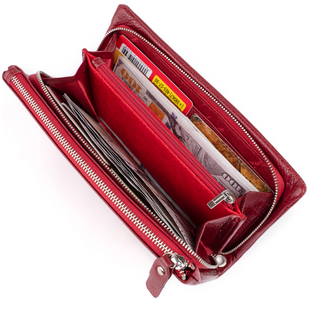 Гаманець ST Leather Зі шкіри з кишенею для мобільного Бордовий (19311) - зображення 5