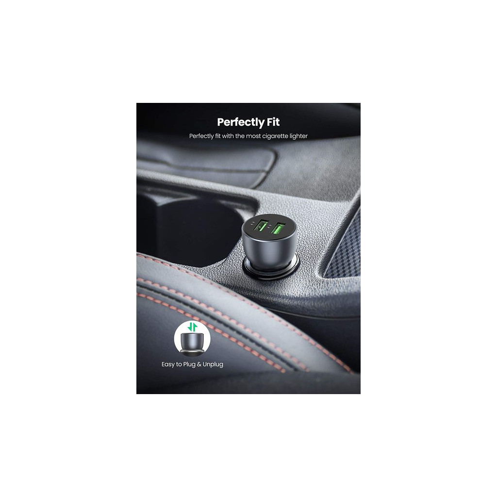 Зарядний пристрій Ugreen CD213 36W 2xUSB QC 3.0 3A Car Charger (Dark Blue) (10144) - зображення 6