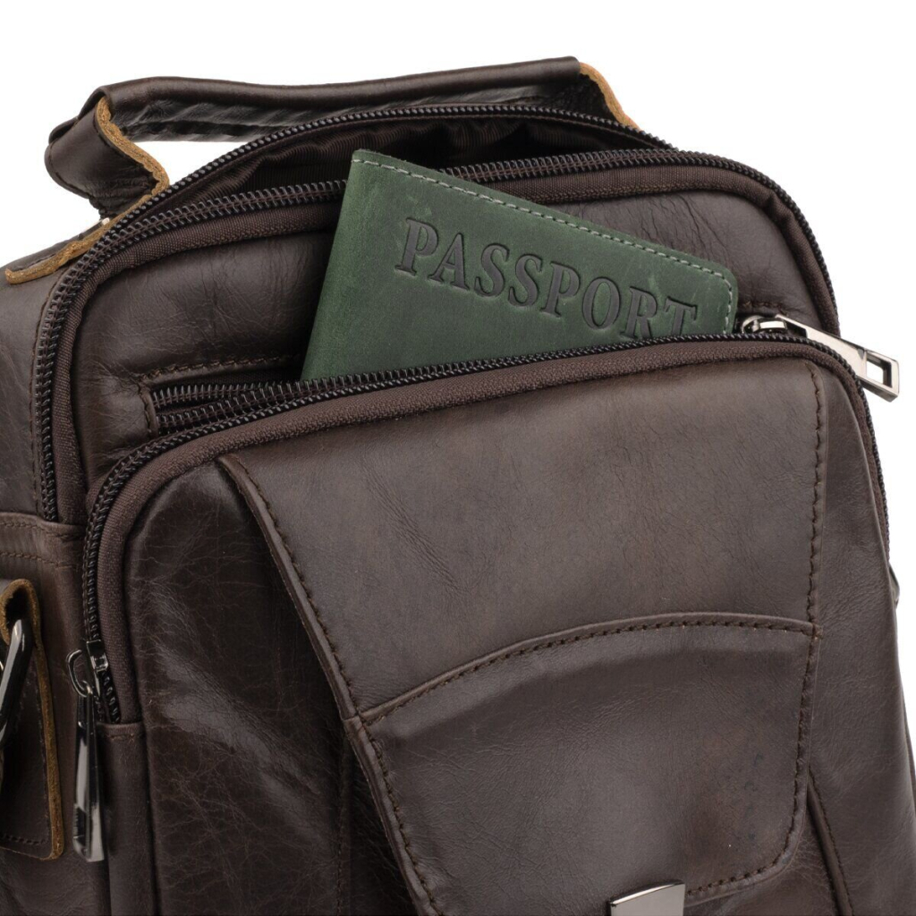 Сумка Vintage Зі щільної шкіри Коричнева (14996) - зображення 11