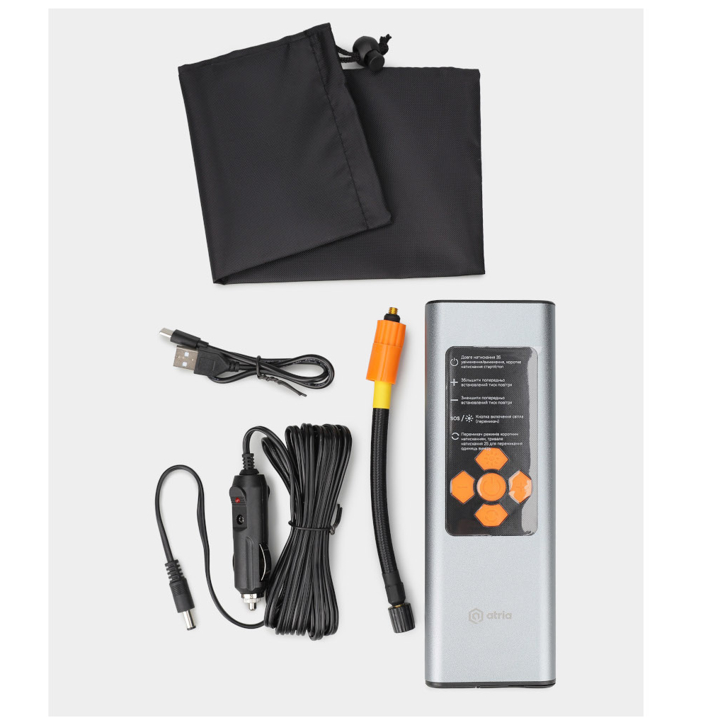 Автомобільний компресор ATRIA 60Вт 16л/хв, АКБ 6000мАг (MS22C-003) - зображення 4