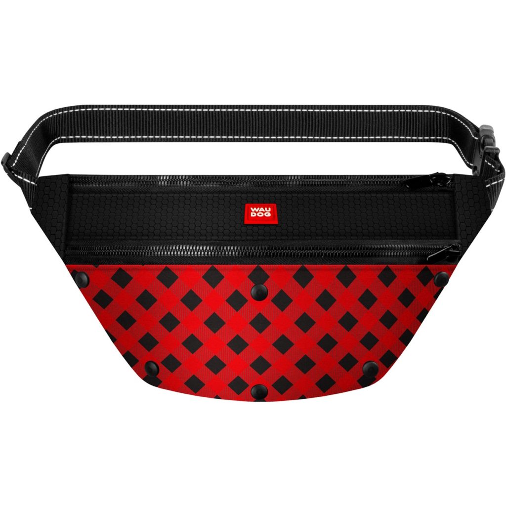 Поясна сумка-бананка для собак WAUDOG Textile "Шотландка червона" 33х17х10 см (5694) - зображення 1