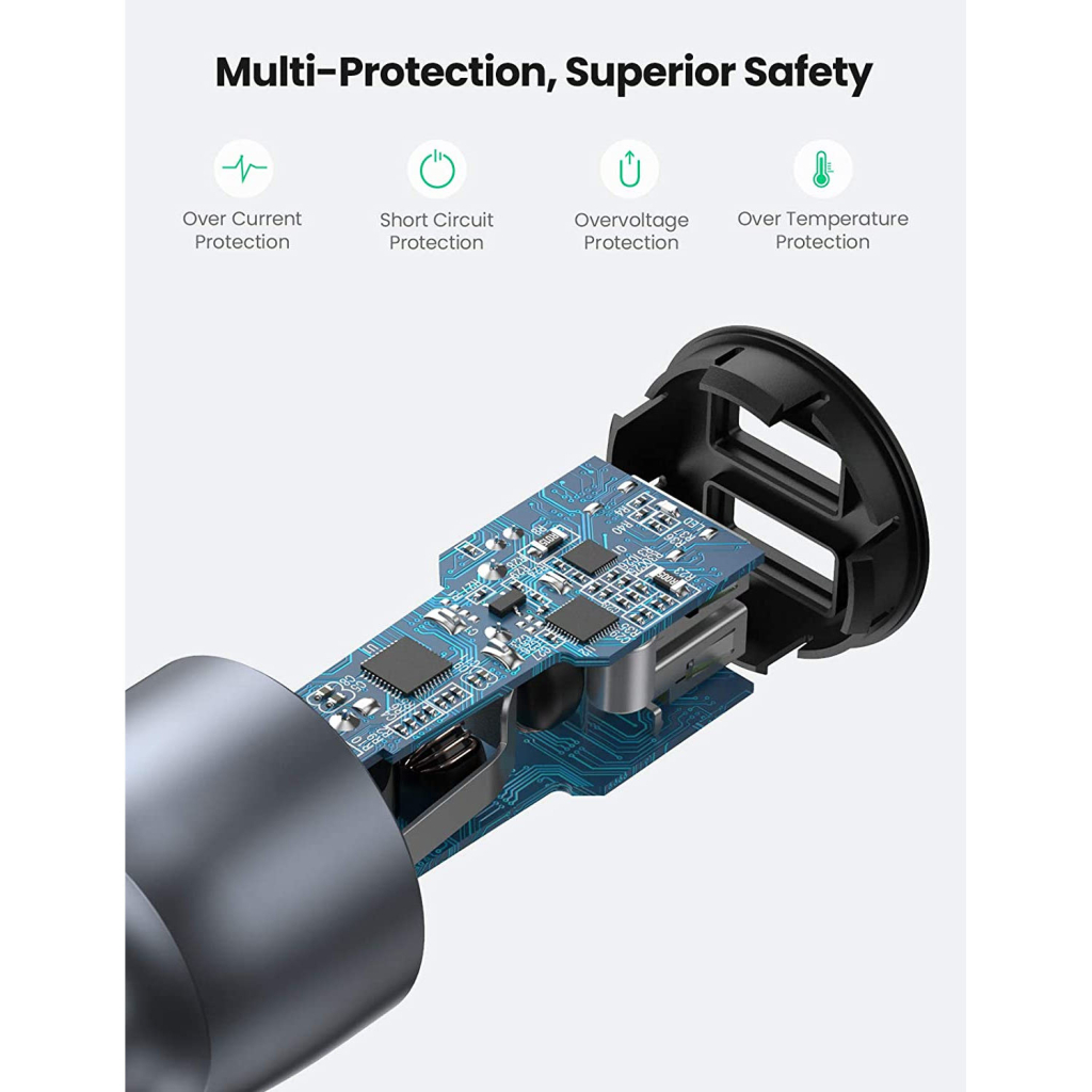 Зарядний пристрій Ugreen CD213 2xUSB Fast Car Charger (Dark Blue) (UGR-10144) - зображення 5