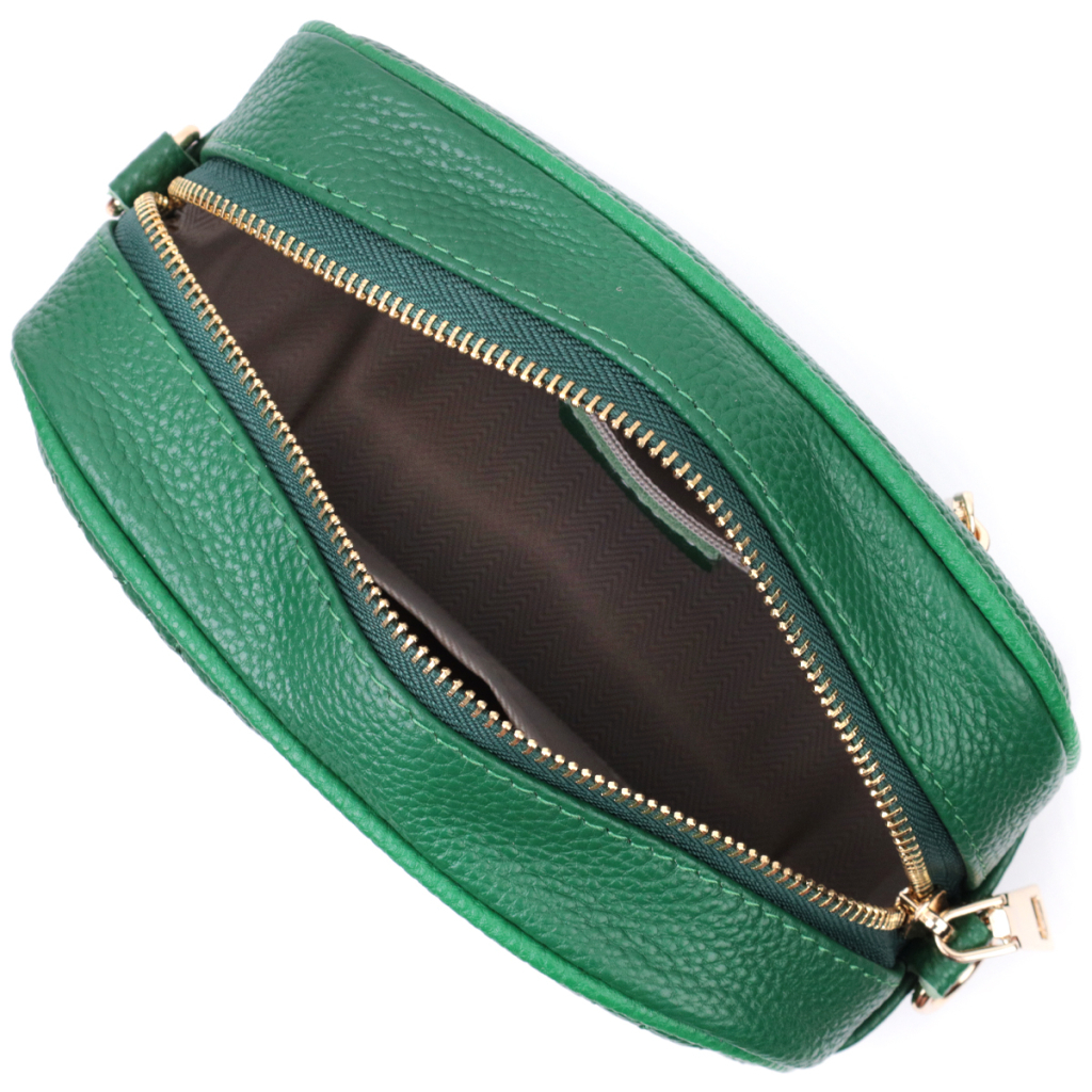 Сумка Vintage Стьобана жіноча з натуральної шкіри Зелена (22613) - зображення 9