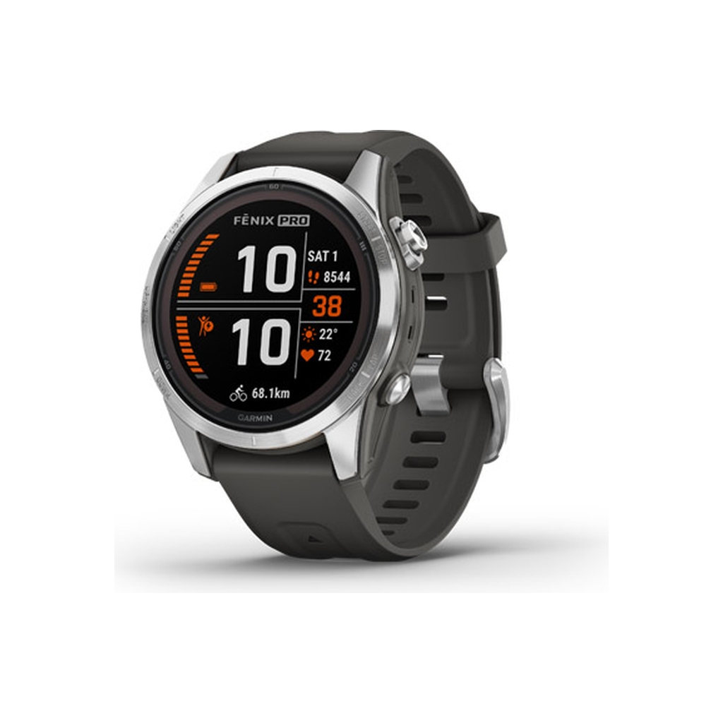 Смарт-годинник Garmin fenix 7S Pro Solar, Glass, SS w/Graphite band, GPS (010-02776-01) - зображення 3